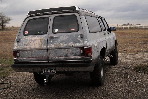 1990 Chevrolet Suburban being stripped for painting